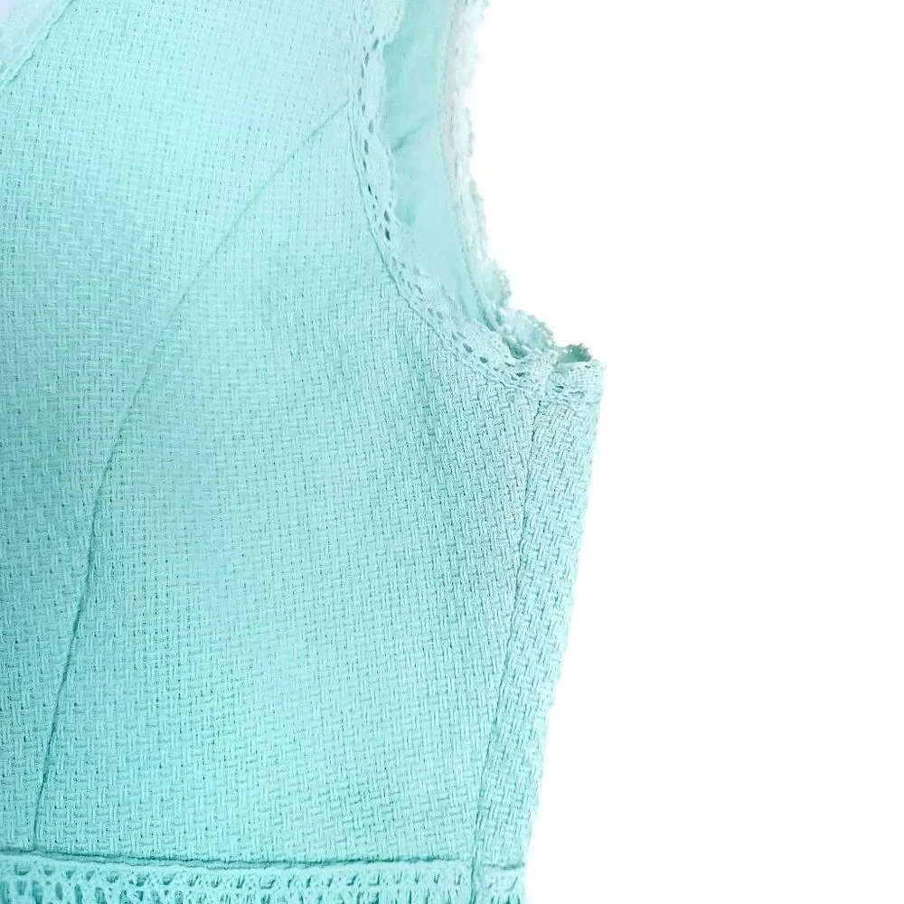 JESSICA SIMPSON Mint Green Lace Eyelet Fit & Flare Sleeveless Summer Dress 2 - Picture 8 of 10